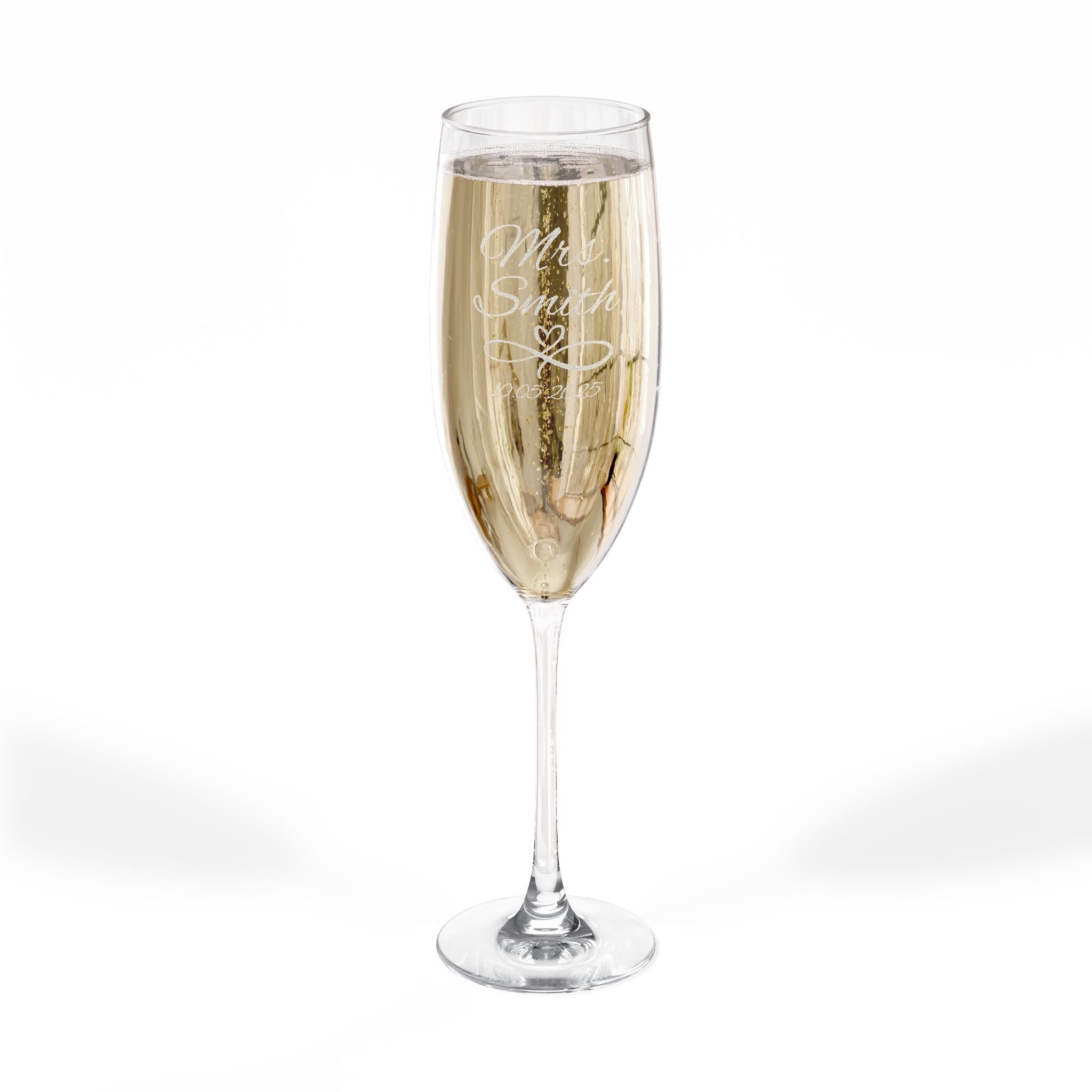 Engraved 8oz Champagne Flute — Personalized Wedding & Celebration Glass-Design E1