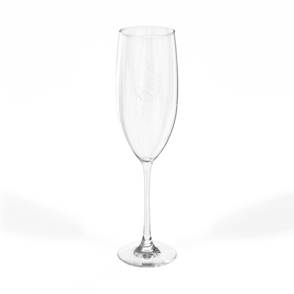 Engraved 8oz Champagne Flute — Personalized Wedding & Celebration Glass-Design B