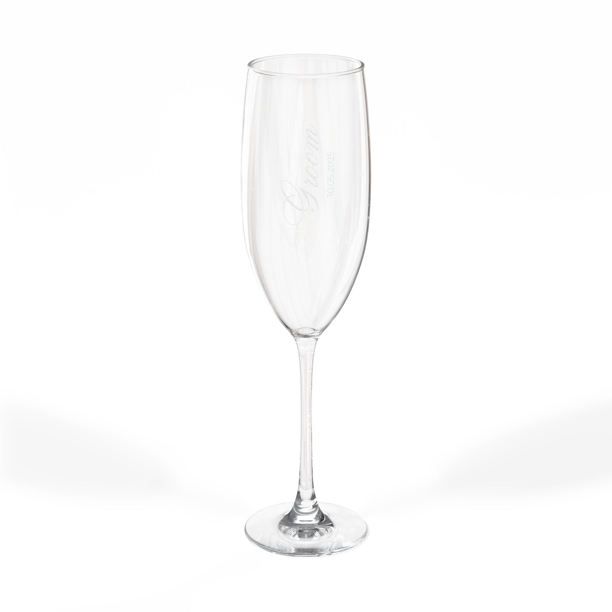 Engraved 8oz Champagne Flute — Personalized Wedding & Celebration Glass-Design B