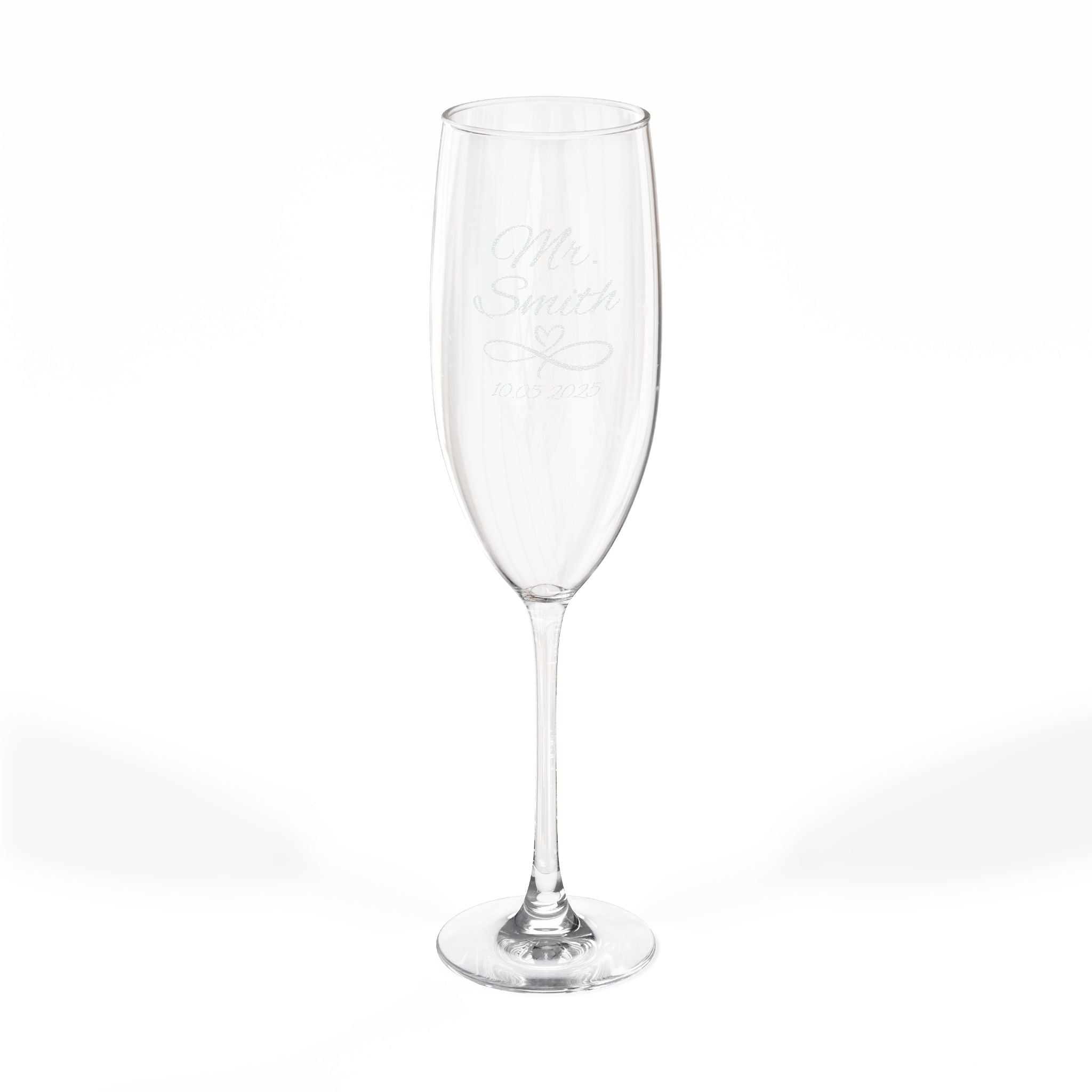 Engraved 8oz Champagne Flute — Personalized Wedding & Celebration Glass-Design E