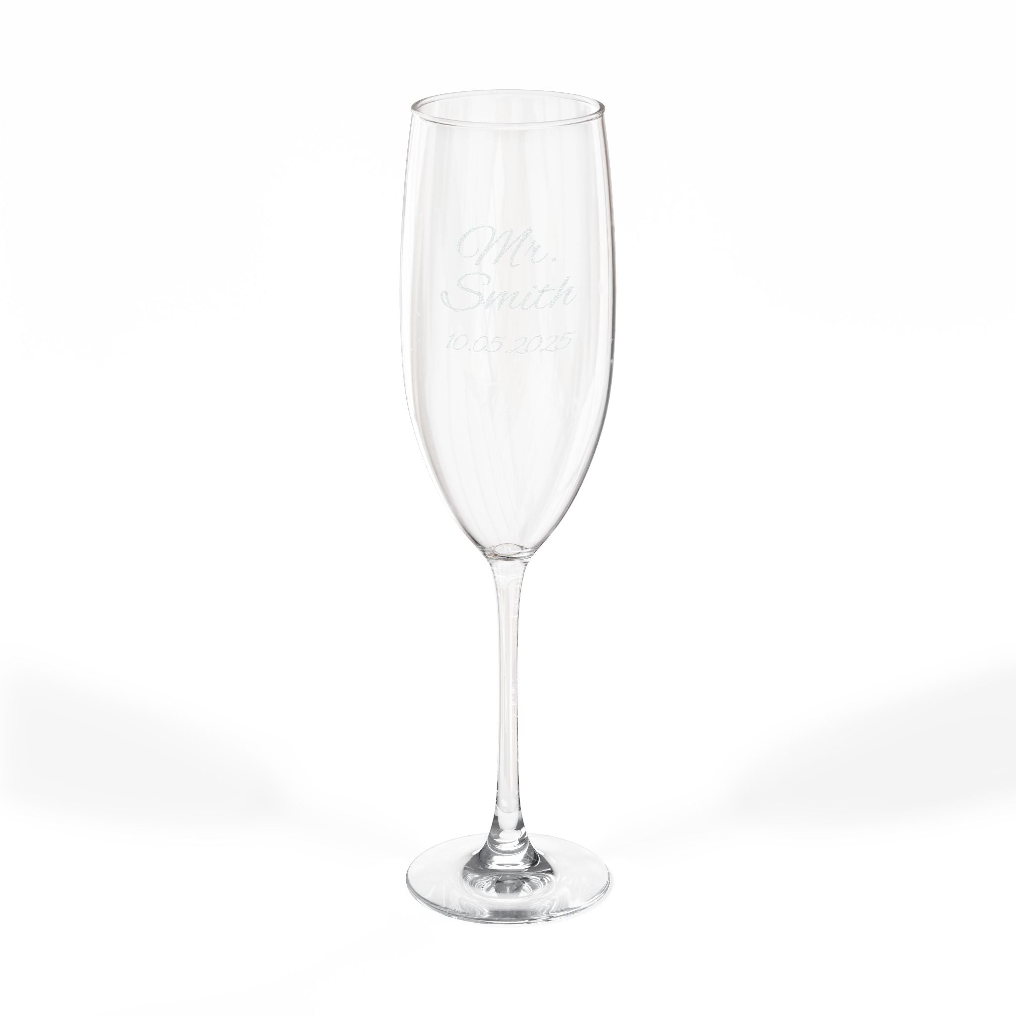 Engraved 8oz Champagne Flute — Personalized Wedding & Celebration Glass-Design D