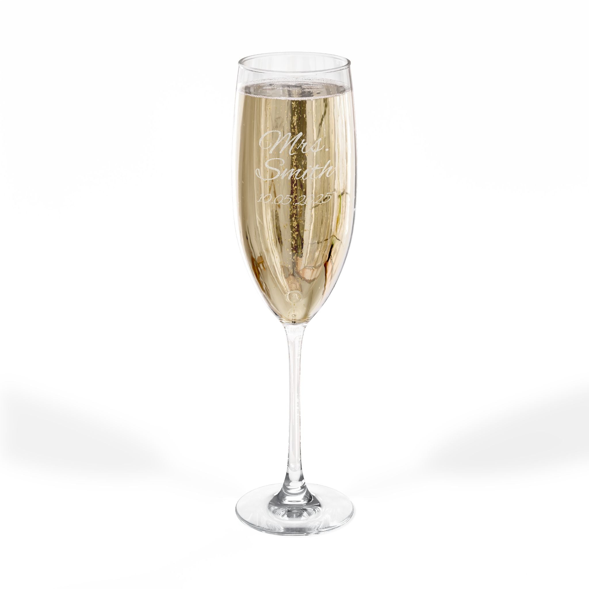 Engraved 8oz Champagne Flute — Personalized Wedding & Celebration Glass-Design D1